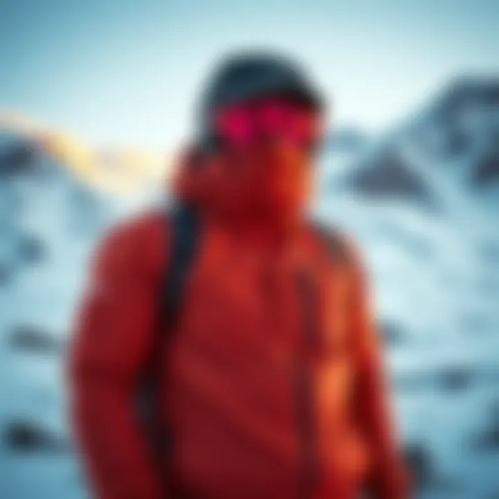 A hiker in a Nepa jacket, standing in a snowy mountain landscape, showcasing warmth and style during winter adventures.