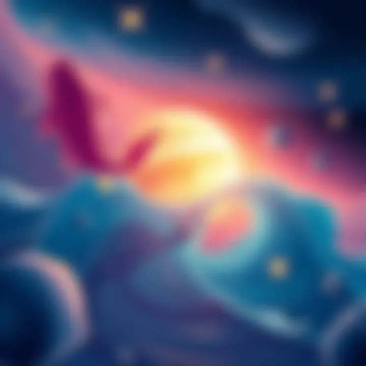 A vibrant illustration showing Neptune fading away from the sign of Pisces, with stars and water elements symbolizing emotional change.