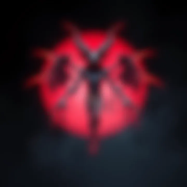 An artistic depiction of Nergal, an ancient Mesopotamian deity, showcasing his attributes related to death and agriculture in a dualistic style.