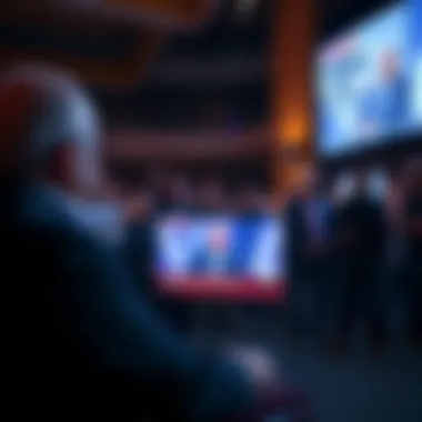 A concerned crowd watching a news broadcast about Netanyahu's health