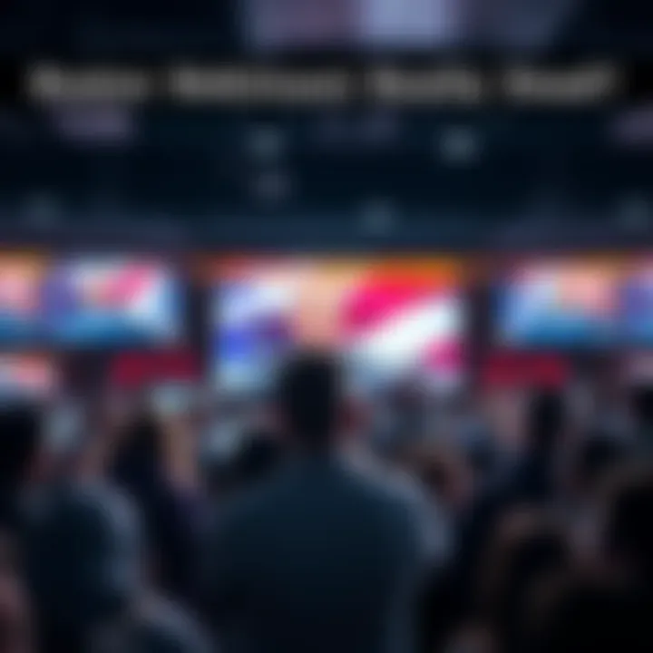 Speculation about Netanyahu's health Crowd gathering around news screens displaying headlines about Netanyahu's possible death