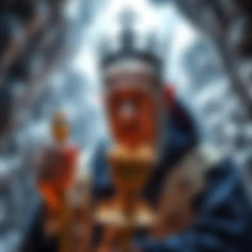 An artistic depiction of Benjamin Netanyahu wearing a crown and holding a scepter, representing the title 'King of Agartha' in a fictional underground setting.