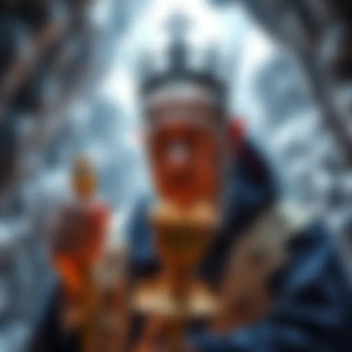 An artistic depiction of Benjamin Netanyahu wearing a crown and holding a scepter, representing the title 'King of Agartha' in a fictional underground setting.