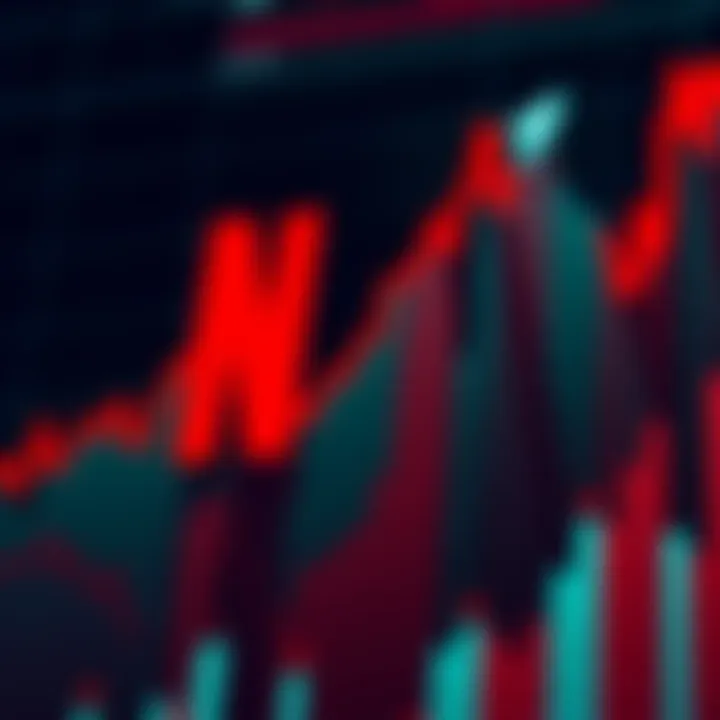 A graphic showing the Netflix logo with an upward trending stock graph behind it, representing recent stock growth and speculation around the company.