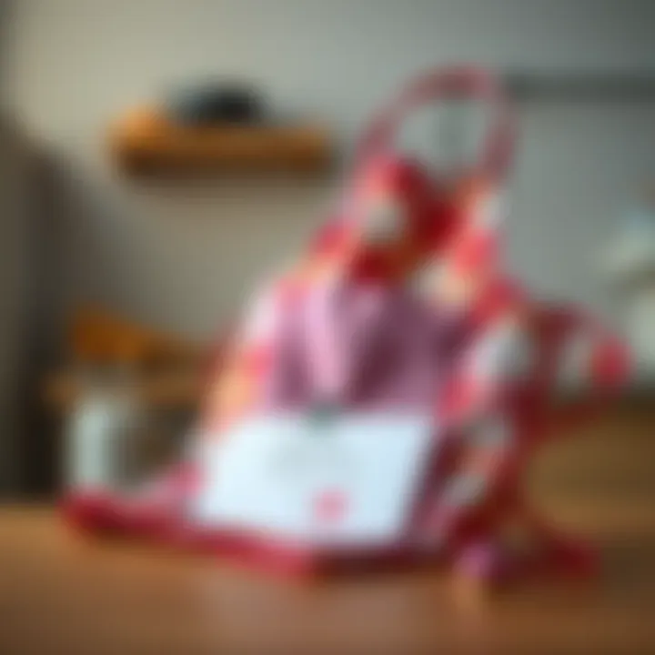 A colorful apron neatly folded with a heartfelt note beside it, symbolizing friendship and support for baking.