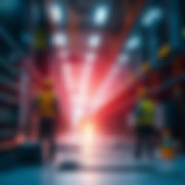 Construction workers building a large data center with servers and technology, highlighting growth in infrastructure.