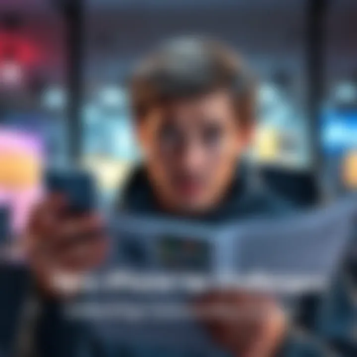 A frustrated person looking at three new iPhones with a puzzled expression while holding a troubleshooting guide.