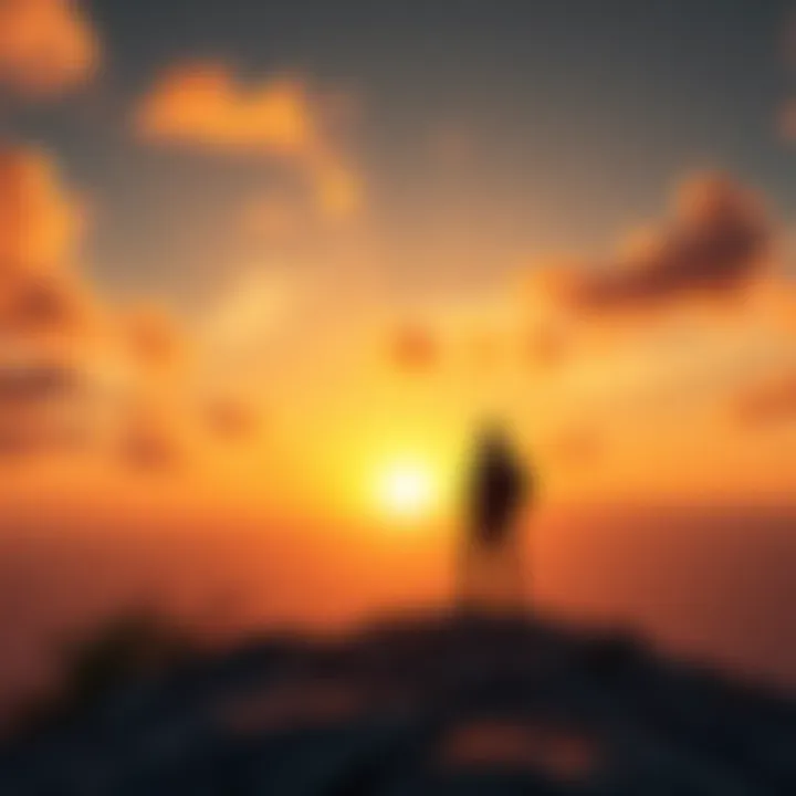 New Journey Begins A person standing at a sunrise, looking ahead with hope and determination, symbolizing new beginnings and personal growth.