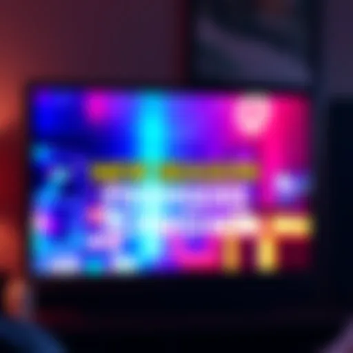 A vibrant TV screen displaying the text 'New Season Premiere Tonight' with colorful graphics and a lively atmosphere