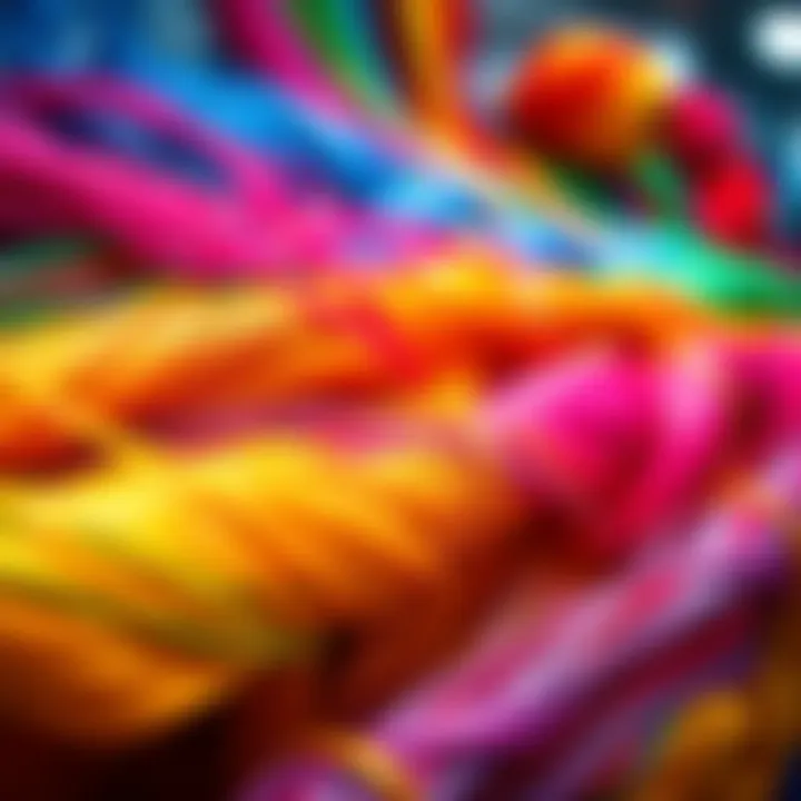 A display of colorful and unique fabric threads showcasing fresh designs and styles