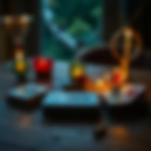 A new tarot deck displayed on a wooden table with cards spread out, inviting people for personalized readings.