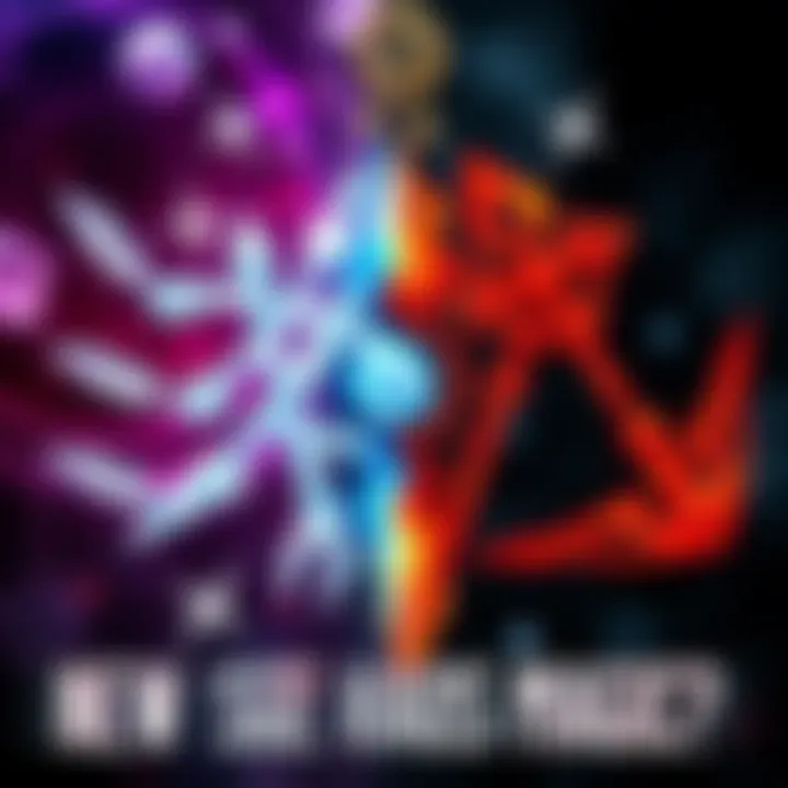 New Age and Chaos Magick Concepts A visual representation contrasting New Age beliefs with Chaos Magick, featuring symbols like crystals and sigils on opposite sides.