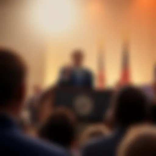 Rep. Mike Levin stands at a podium discussing the DEATH BETS Act, which bans assassination and death prediction markets, while a crowd listens attentively.