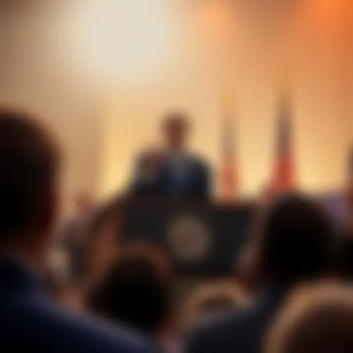 Rep. Mike Levin stands at a podium discussing the DEATH BETS Act, which bans assassination and death prediction markets, while a crowd listens attentively.