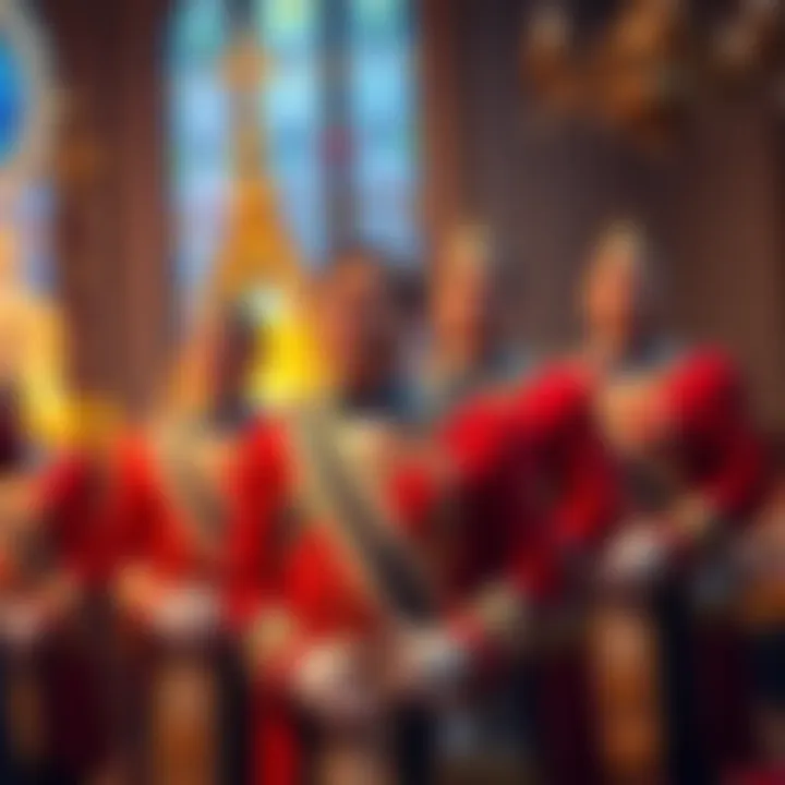 A newly appointed Inner Guard in Freemasonry stands proudly in ceremonial attire, reflecting a mix of excitement and nerves about the responsibilities ahead. They are surrounded by symbols of commitment and service, looking forward to their journey with fellow members.