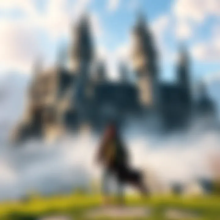 New player exploring Hogwarts Legacy A new player in Hogwarts Legacy standing in front of Hogwarts Castle, looking excited and curious about the magical environment.