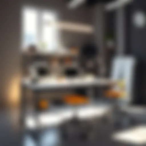 A bright and modern practice table in a well-lit room, showcasing equipment and tools for enhancing practice methodology.