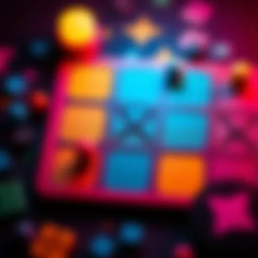 Colorful Tic-Tac game board with creative adaptations and pieces