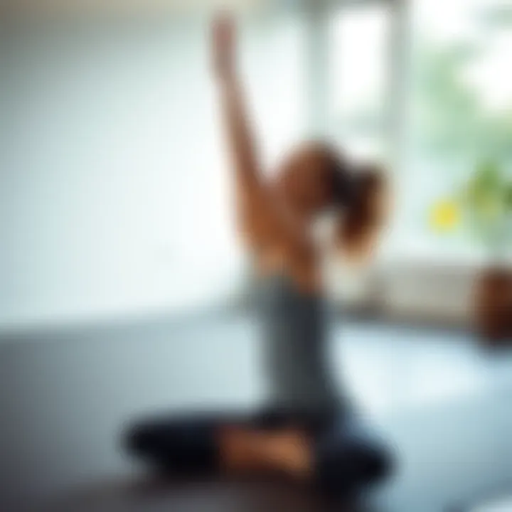 A woman practicing yoga in a serene studio, embodying confidence and tranquility