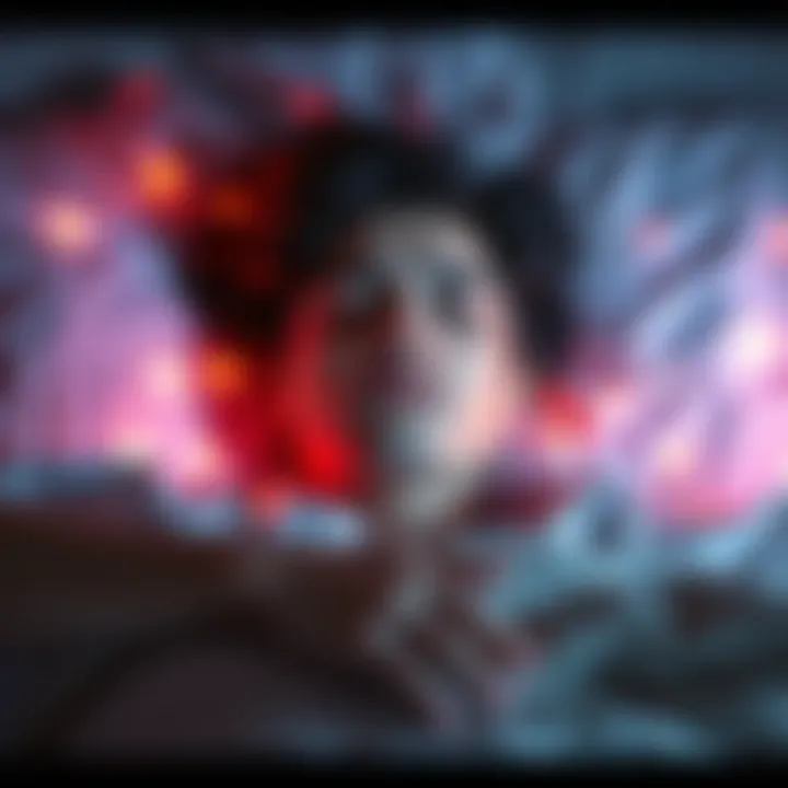 Newbie Trying the Raven Method A person lying on a bed, eyes closed, with a look of concentration and slight fear, surrounded by a soft glow and abstract visuals representing a dream state.