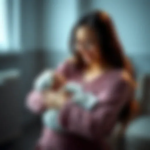 Newborn Baby in Mother's Arms A new mother holding her newborn baby, expressing joy and love in a moment of happiness.