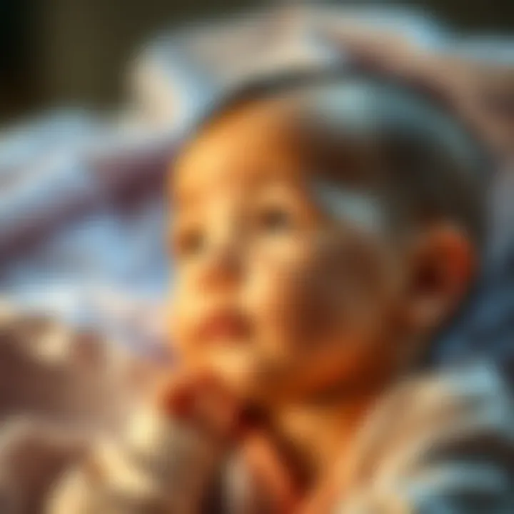 A thoughtful newborn gazing into the distance, symbolizing innocence amidst challenges.