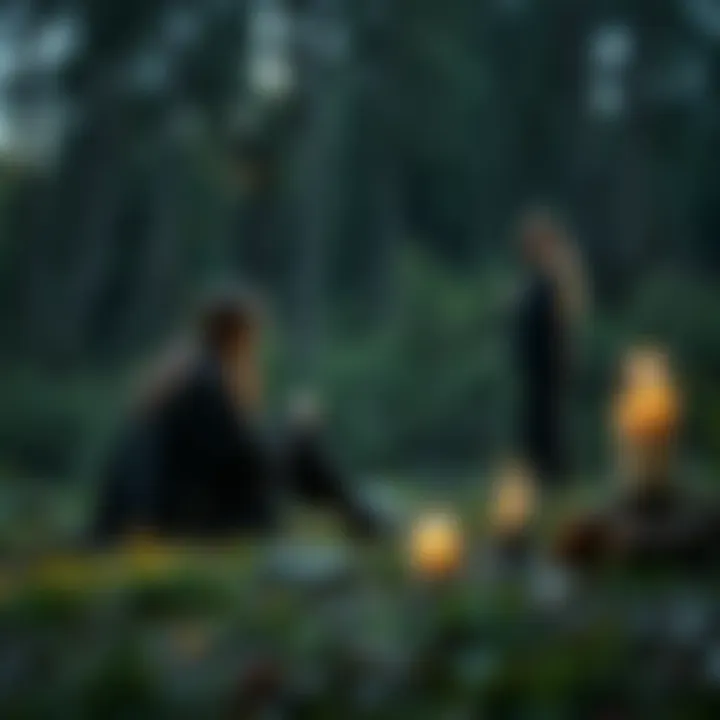 A newcomer in Indiana looking for a supportive spiritual group, surrounded by nature, with candles and crystals nearby.