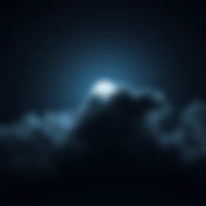 A dark sky with a new moon partially obscured by clouds, symbolizing confusion about its timing.