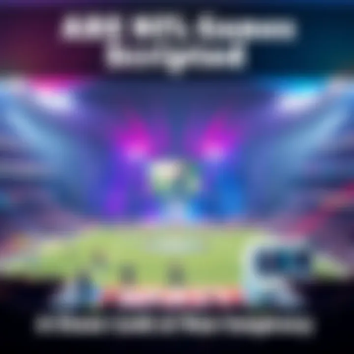 An NFL game in progress with a vibrant halftime show featuring an artist performing on stage, colorful lights illuminating the field, and fans engaged in the event.