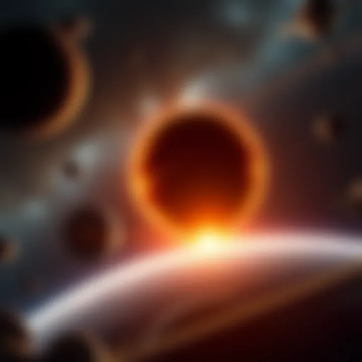 A graphical representation of Nibiru, a large planet, shown in the solar system with other celestial bodies.