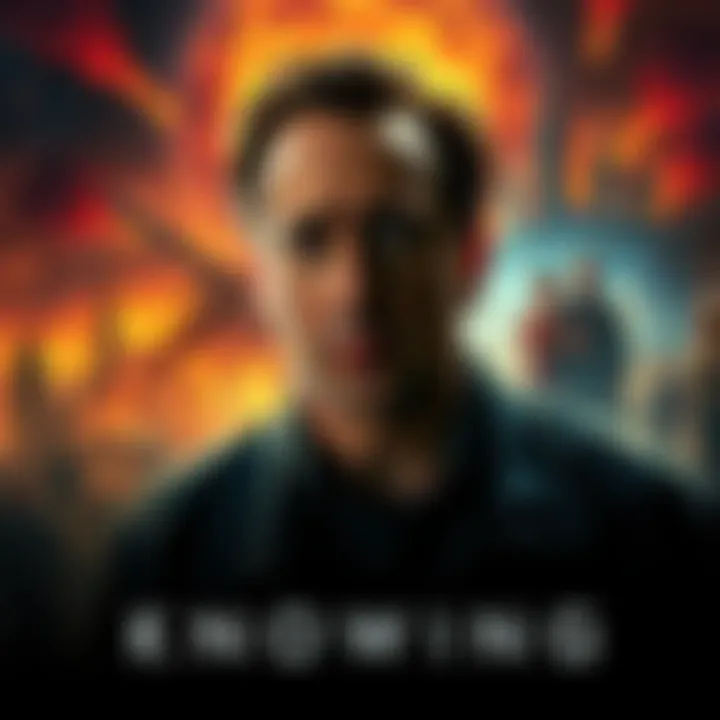 Nick Cage in Knowing Nick Cage looks concerned in a dramatic scene from the film Knowing, surrounded by apocalyptic imagery.