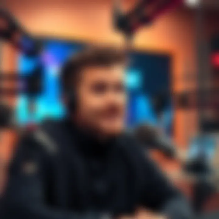 Nick Fuentes speaking on a podcast with microphones and a studio backdrop