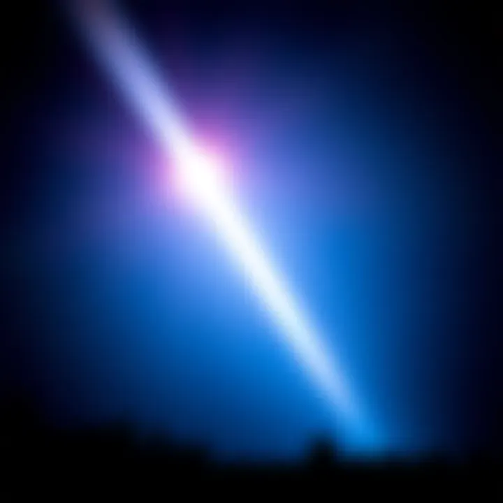 A dark night sky illuminated by bright, unidentified lights, sparking curiosity and discussion among people.