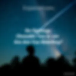 A person gazing at the starry night sky, contemplating sightings and encounters, with a silhouette of trees in the foreground.