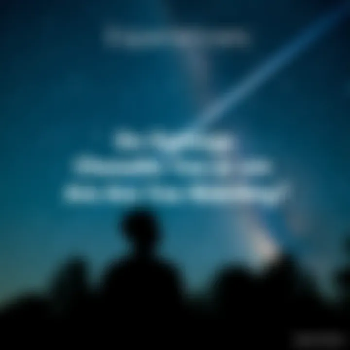 A person gazing at the starry night sky, contemplating sightings and encounters, with a silhouette of trees in the foreground.