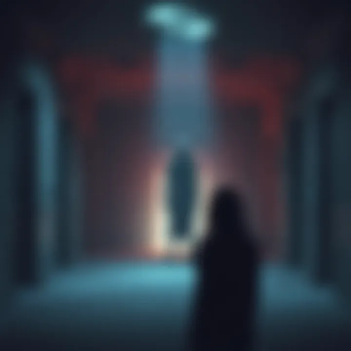 Nightmare of Demon Torture A person experiencing a nightmare, facing a dark, shadowy demon in an empty, abandoned building.