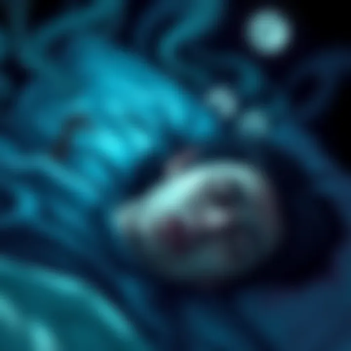 A person sleeping with a troubled expression, surrounded by dark shadows and swirling images representing fear and anxiety.