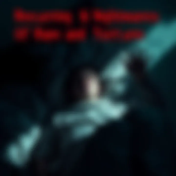 A person in bed, appearing distressed while experiencing a nightmare, with dark shadows symbolizing fear and torment surrounding them.