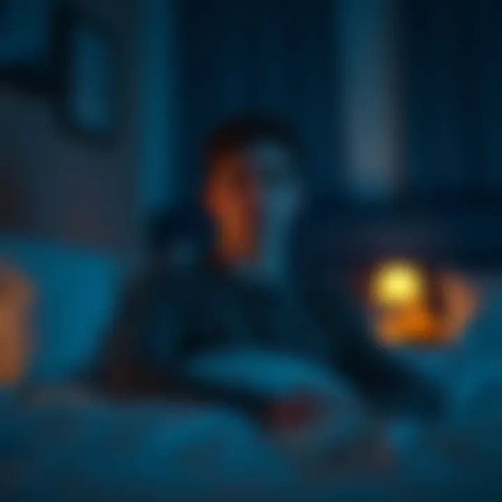 Nighttime noise disturbance A startled young man sitting up in bed with a concerned expression, looking toward a dark room at 2 AM, while a friend sleeps nearby.