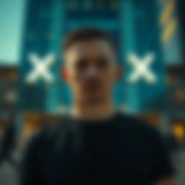 Nikita Bier, Israel's new head of product at X, standing in front of X headquarters with a serious expression, symbolizing controversy over his censorship views.