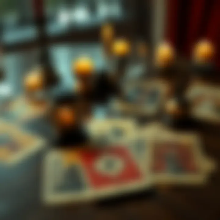 Tarot cards associated with Nine Inch Nails songs on a table