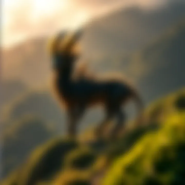 Nittaewo Creature in Sri Lanka's Highlands A representation of the Nittaewo, a mythical creature from Sri Lanka, surrounded by lush highland scenery.