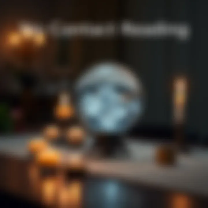 No Contact Reading Concept A serene image depicting a crystal ball on a table with candles, symbolizing insights into relationships and communication timing after a no-contact period.