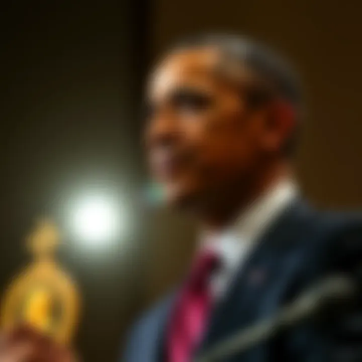A portrait of the Nobel Committee chair from 2009 to 2015 alongside Barack Obama during the Nobel Prize ceremony, highlighting the connection between the award and Epstein's Island.