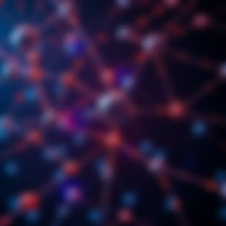 Illustration showing multiple interconnected nodes verifying information with arrows indicating mutual connections and communication between them.
