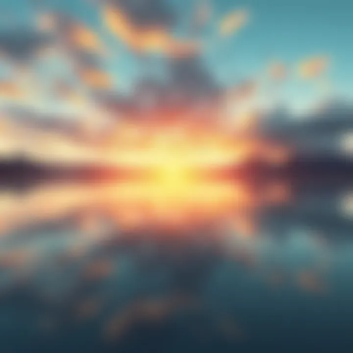 A serene landscape symbolizing unity, featuring a calm lake reflecting the sky and surrounding mountains, representing personal growth and awareness.