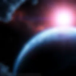 A cosmic scene showing Earth with a bright, otherworldly light above, symbolizing the announcement of non-human intelligence.
