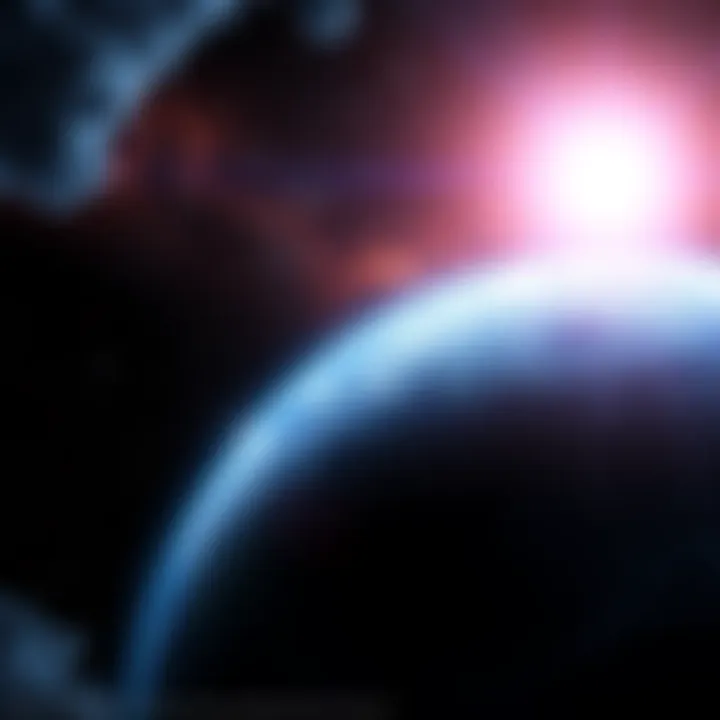 A cosmic scene showing Earth with a bright, otherworldly light above, symbolizing the announcement of non-human intelligence.