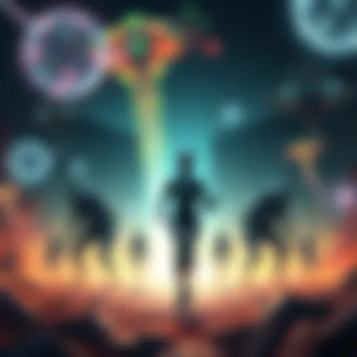An illustration depicting various types of non-human intelligences, featuring bipedal beings and forms resembling sentient plasma.