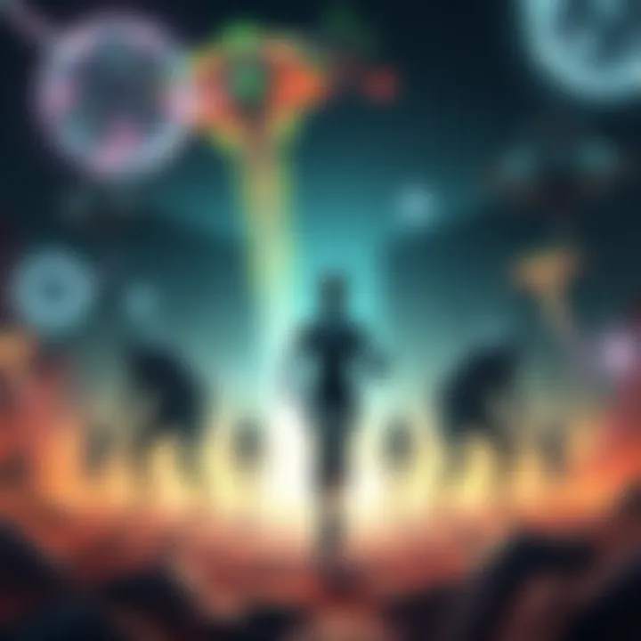 Non-Human Intelligences An illustration depicting various types of non-human intelligences, featuring bipedal beings and forms resembling sentient plasma.